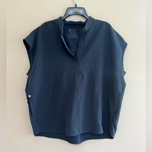 FIGS Women's Rafaela Oversized V-Neck Scrub Top in Dark Harbor, XL